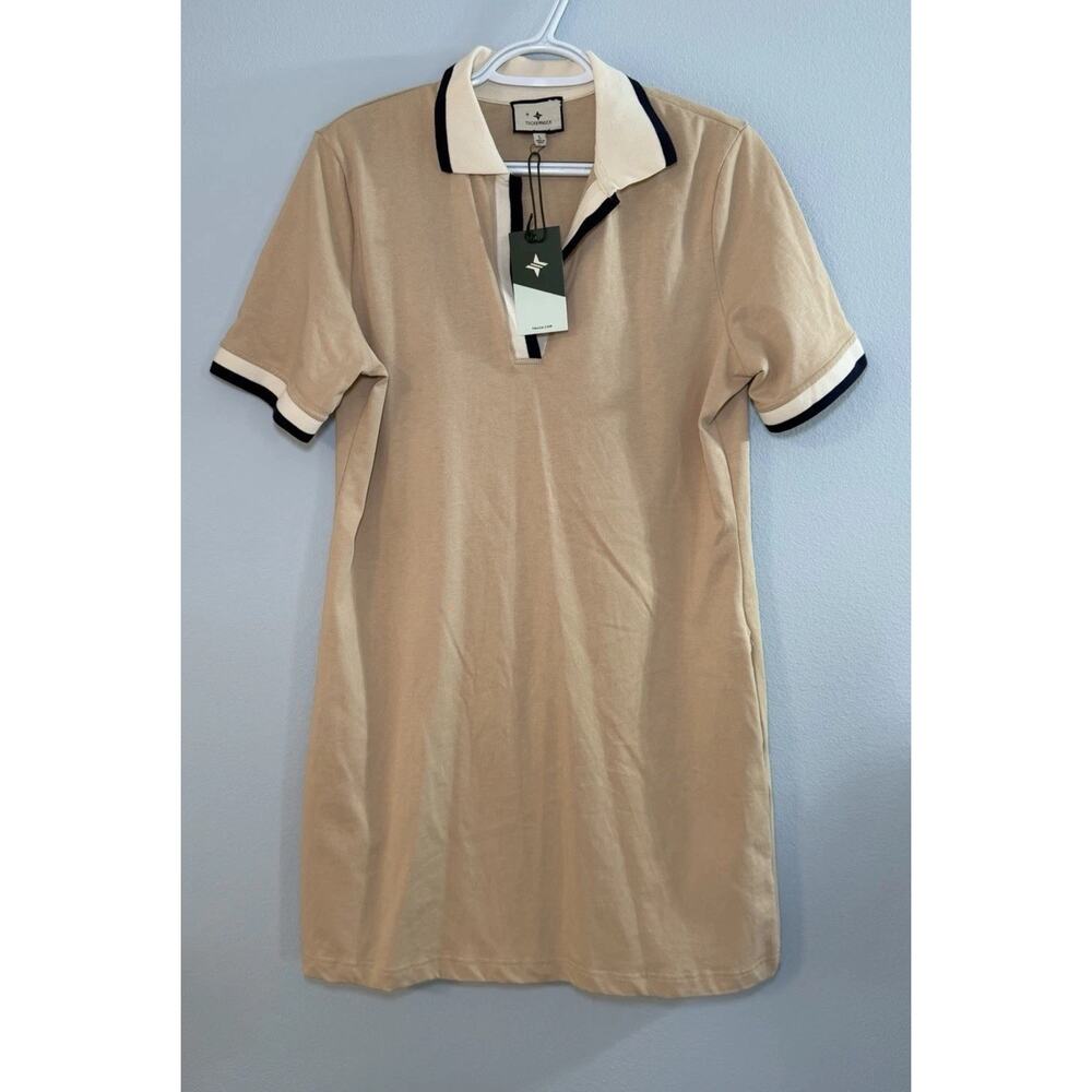 Tuckernuck Beige Polo Mini Dress with Black Trim